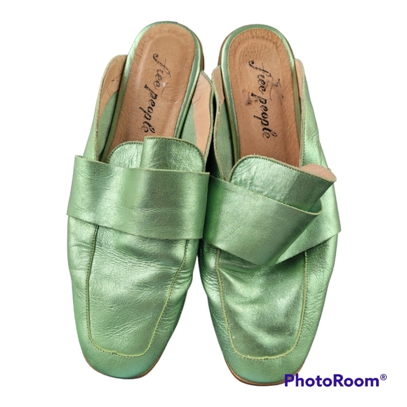 Free People At Ease Mules Green Metallic - Picture 3 of 6